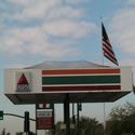 Gas station canopies attract pigeons, the best method of exclusion is to correctly install pigeon control netting which most companies don't seem to know how to do.